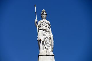 05 Statue Of An Allegory of Liberty By French Sculptor Joseph Dubourdieu Piramide de Mayo Pyramid Plaza de Mayo Buenos Aires.jpg